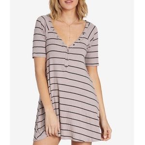 Billabong Mauve & Black Ribbed Striped Mini Dress